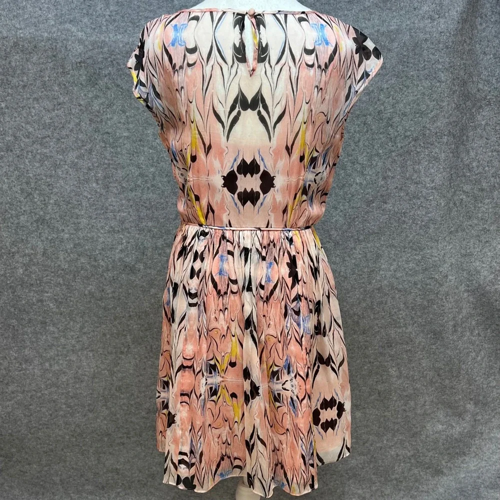 J Crew 100% Silk Outside Butterfly Wing Flutter Sleeve Artsy Dress Spring Size 6